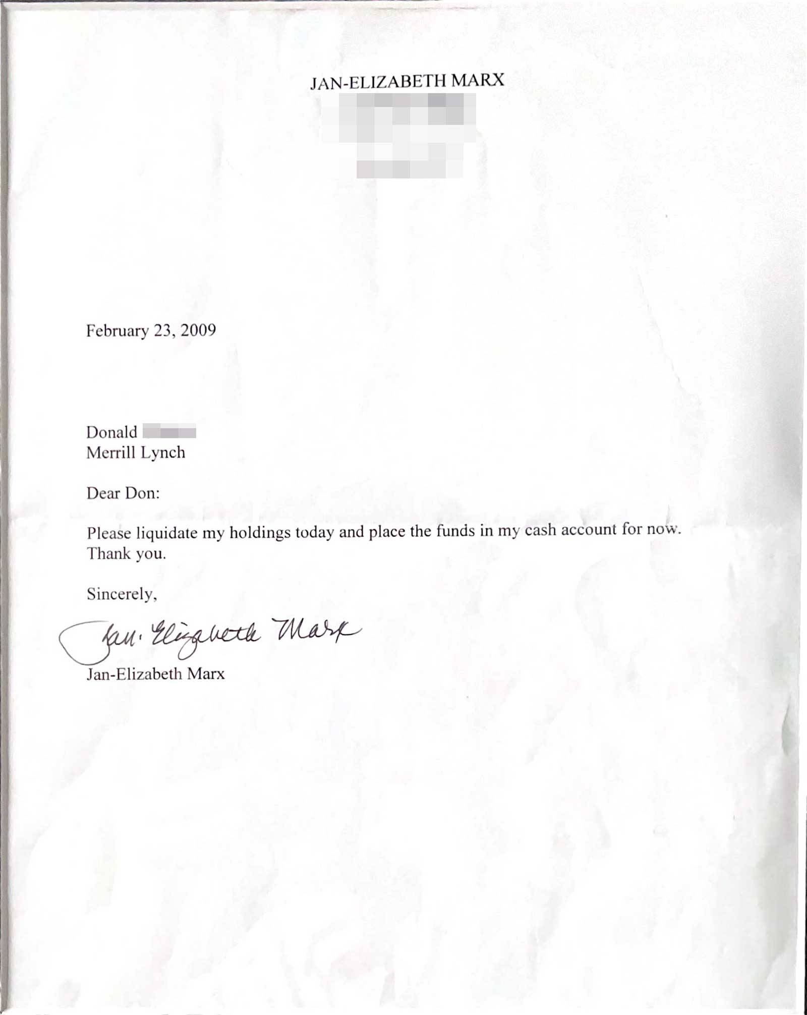 Liquidation Letter